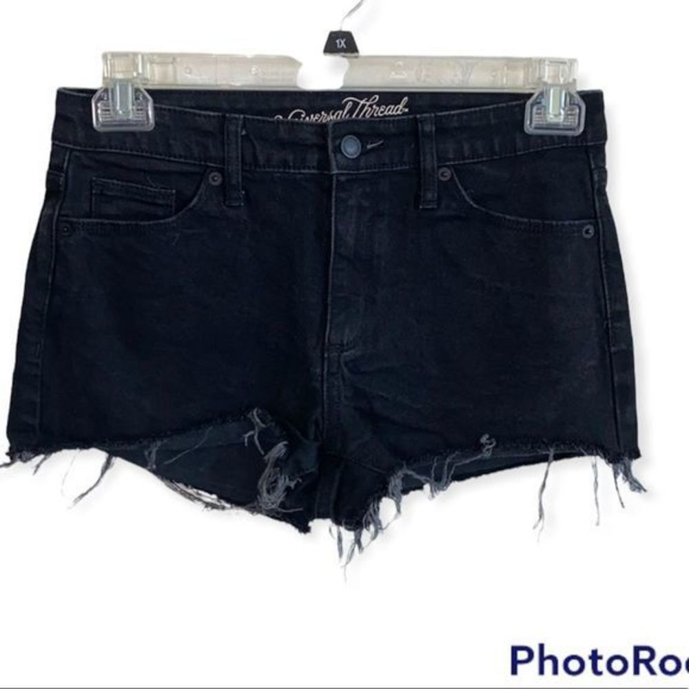 5/$30 🎈 Universal thread‎ black high rise denim shorts women’s size 6